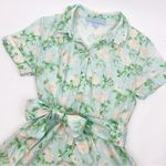 Hill House  The Laura Dress Shirtdress Blue Roses Linen Belted Short Mini Photo 4