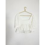 Free People  Leave It To Me Top Babydoll Puff Sleeve Size Small White Boho Cotton Photo 10