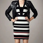 Karen Millen  striped bodycon bandage dress black cream red Photo 0