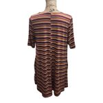 Agnes & Dora Womens Large Striped T-Shirt Dress Burgundy Gold Casual Photo 1