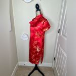 NTM: Vintage Golden Dragon Silk Red & Gold Floral Cheongsam Quito Dress Sz L Photo 8
