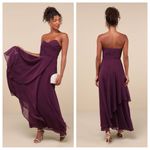 Lulus  Revered Elegance Purple Pleated Strapless Maxi Dress Photo 1