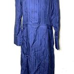 Protagonist blue stripe 100% silk long sleeve mid dress sz 8 Photo 0