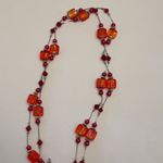 NWOT Glass Stone Red and Orange Necklace Photo 1