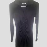Abercrombie & Fitch NWOT Black Ruched Ribbed Long Sleeve Midi Dress Photo 2