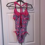 Justice Vibrant Blue and Pink Swimsuit Photo 2