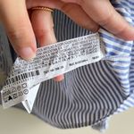ZARA  Trafaluc White Blue Striped Blouse Buttons‎ Up Embroidered Size XS Photo 3