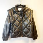 Pistola Callista Puffer Jacket w/ Removable Sleeves Black Faux Leather Sz XL NWT Photo 7