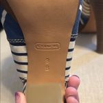 Coach  Peep-Toe Navy Striped Slingback Heels, Size 9B Photo 6