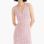 J.Crew  Pink & Red Metallic Tweed Fringe Sleeveless V-Neck Sheath Dress Photo 0