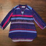 Amanda Uprichard blue, red & purple striped pattern long sleeve tunic top size M Photo 5