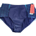 Spanx  Swim Navy and Blue Polka Dot Flirty Skirted Swim Bottom NWT Size 12 Photo 0