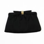 1950s Vintage After Five Black Clutch Bag Evening Bag With Bow Chain Strap Photo 8