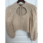 Ivory Ella Fab'rik Smocked Floral Top Cream Puff Sleeves Ivory Beige Size L Photo 1