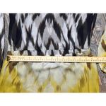 LEIFSDOTTIR Anthropologie Silk Cold Shoulder Midi Dress Ikat Yellow Black Size 8 Photo 6