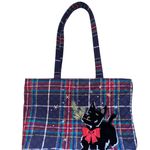 Vera Bradley  Velvet Scottie Dog Blue Red Quilt Plaid Tote Christmas Bag Holiday Photo 3