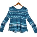 Free People  Through the Storm Sea Blue Fair Isle Chunky Knit Long Sleeve Sweater Photo 2