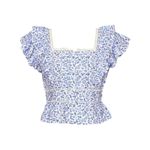 PINK CITY PRINTS Emilee Top, Cornflower Dahlia, Medium Blue Photo 3