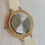 Women quartz analog watch 36mm rose gold tone case white silicone band running Photo 2