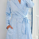 Lake Pajamas Pima cotton Robe in French Blue Watercolor Stems Small Photo 0