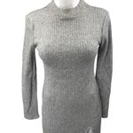 ZARA  Gray Rib Knit Jeweled Rhinestone Fringe Long Sleeve Mini Bodycon Dress Sz M Photo 0