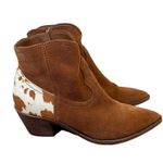 Dolce Vita Senica Suede Western Ankle Boot Bootie Cow Hair Women's Size 9 Brown Photo 6