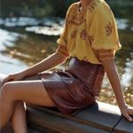 Maeve  Anthropologie Faux Leather Vinyl Look Wine Burgundy Mini Skirt NWOT size 6 Photo 2