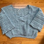 Free People  Loose Knit Crop Sweater light blue size medium Photo 3