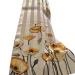 100% Silk Long Scarf cream with big yellow/mustard color flowers 23.5 x 65.5 in. Yellow Photo 1