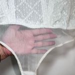 Free People  Goldie Ruffled‎ Lace Bodysuit Ivory Size S Cottagecore Soft Girl Photo 4