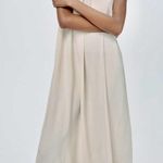 ZARA NWT ivory off white ruched one shoulder flowy straight cut mid maxi dress Photo 2