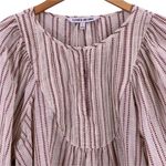 Elizabeth and James Romantic  Ivory and Red Cotton Pintuck Bib Blouse Size Large Photo 2