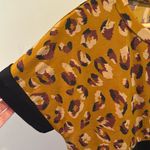 Sew In Love Small Abstract Antelope Animal Print Short Sleeve Blouse Top Gold Photo 2