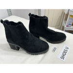 Seven7 Womans Seven 7 Berlin Pull On Black Faux Suede Chunky Heel Ankle Boots Size 9 Photo 1