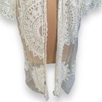 Rachel Zoe Kimono Sheer White Embroidered Lace Long Open Front Boho Swim Coverup Photo 2