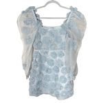 Love Shack Fancy Wells Puff Sleeve Mini Dress Organza Glacier Blue Size 2 NEW Photo 3