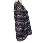 Roz & Ali  X-Large Top Chevron Lace Overlay Stretch 3/4 Sleeves Round Neck Purple Photo 4