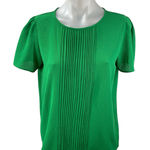 CeCe  Women's Green Pleated Front Short Puff Sleeve Shirt Blouse Top Size S Photo 0