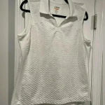 IZOD  Performance Movement Cool Fx White Collared V Neck Sleeveless Polo Size L Photo 0