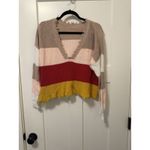 Fate Multi Color Size Medium Striped‎ Long Sleeve V Neck Cotton Cropped Sweater Photo 1