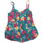 Torrid π Plus Size 0 0X 12 Large Green Tropical Floral Babydoll Tank Top Shirt Photo 0