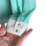 Forever 21  Mint & White Button Down Long Sleeve Collared Top Size S Photo 4