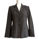 Evan Picone Suit Blazer Gray Pinstripe Faux Flap Pockets Blazer Jacket Size 6 Photo 0