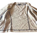 DKNY  Tan Linen Blend Hook Closure 4 Pocket Collarless Blazer Small Preppy Classy Photo 2