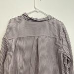 Maurice's  Striped 90s Prep Button Up Shirt Purple White Long Sleeve Button Down Photo 13