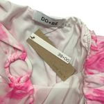 DO+BE One Shoulder Ring Watercolor Crop Top in Pink/White, Size S Photo 1