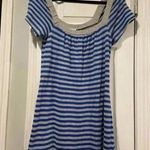 Splendid Glitter Silver Royal Blue Striped Scoop Neck Tee Shirt Dress Size XS Photo 1