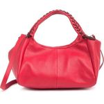 GIULIA Massari top handle bag pebbled red leather removable shoulder strap Photo 0