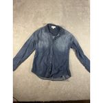 Cloth & Stone Shirt Womens Medium Blue Tencel Lyocell Denim Chambray Button Up Photo 2