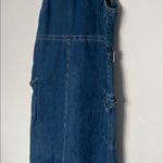 Faded Glory Vintage  Denim Maxi Jumper Dress Cargo Pockets Size Medium Photo 1
